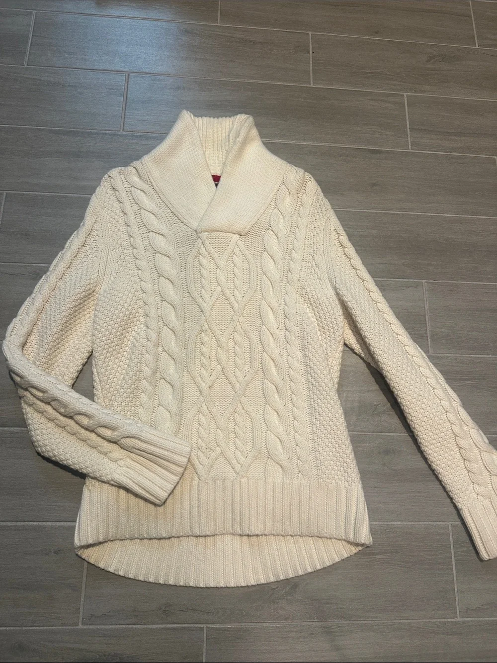 Banana Republic Cozy Cream Cable-Knit Shawl Collar Sweater